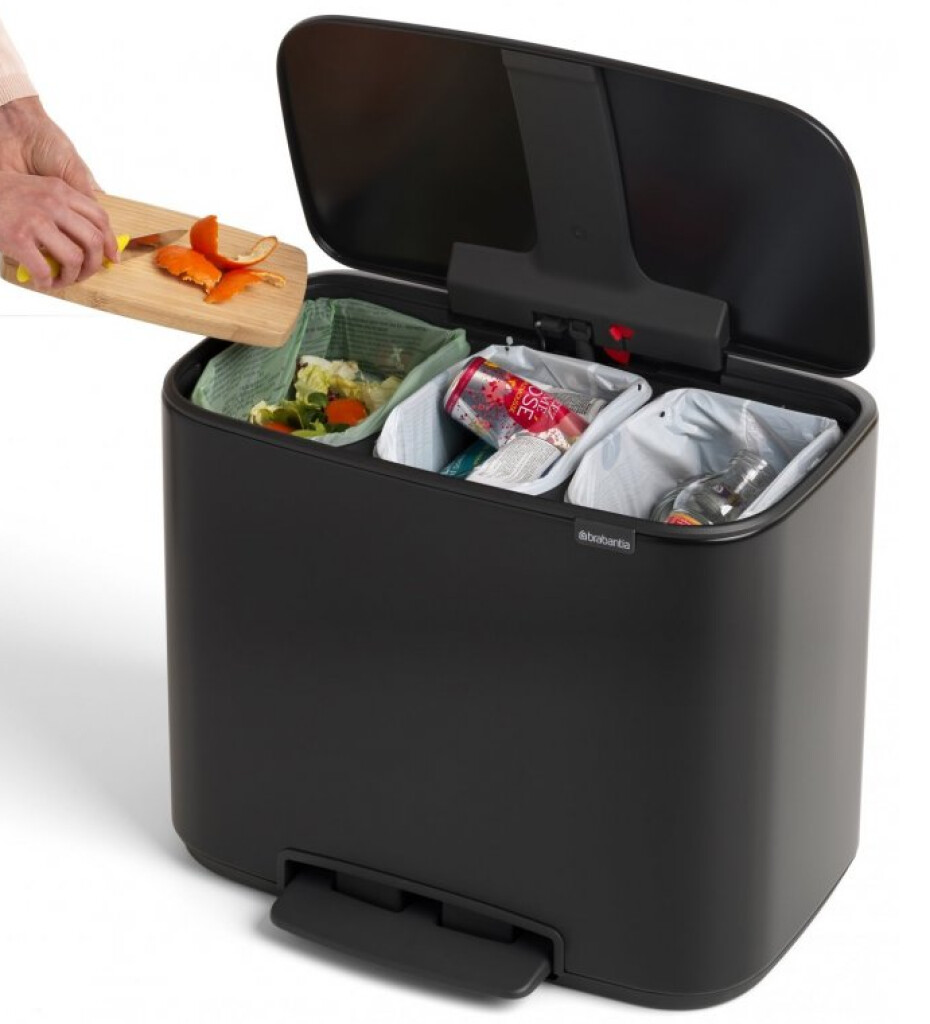Pedálový odpadkový koš BO 3 x 11 l, černá, Brabantia - main (4)