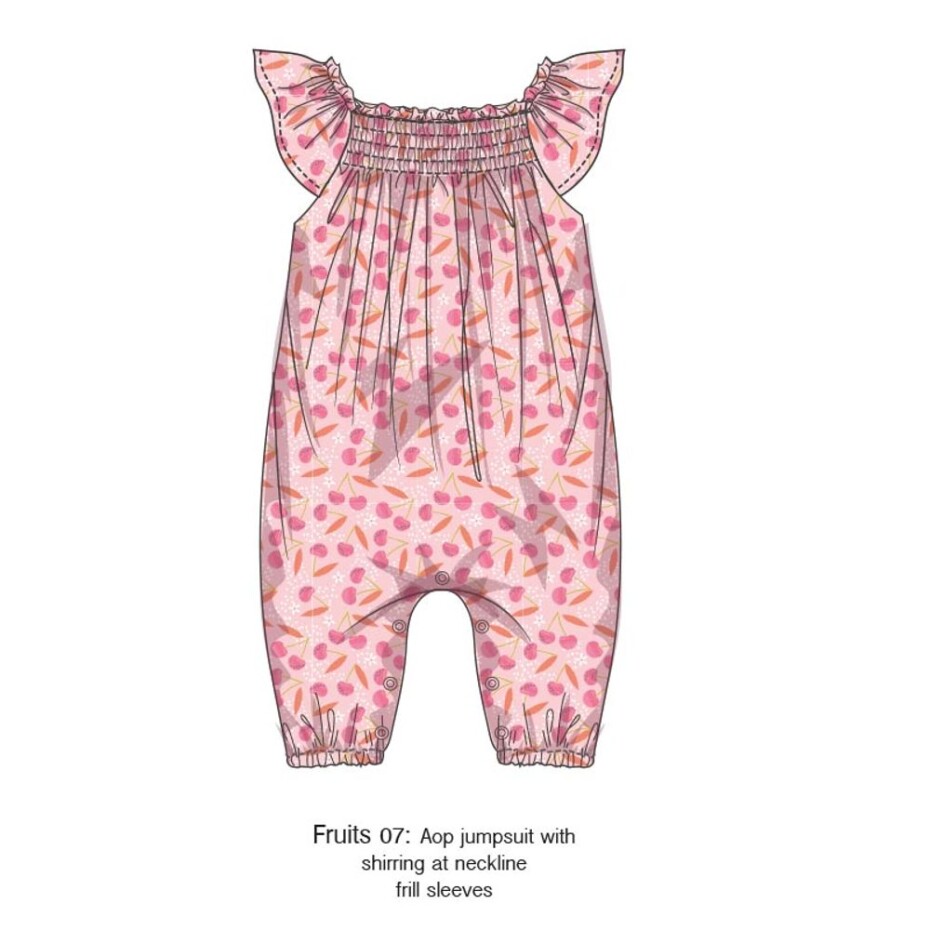 Overal kojenecký dívčí, Minoti, Fruits 7, růžová - 80/86 | 12-18m - main (0)