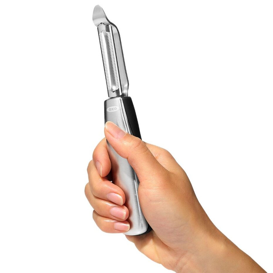 Škrabka na zeleninu STEEL 19 cm, zoubkovaná, stříbrná, nerezová ocel, OXO - main (4)