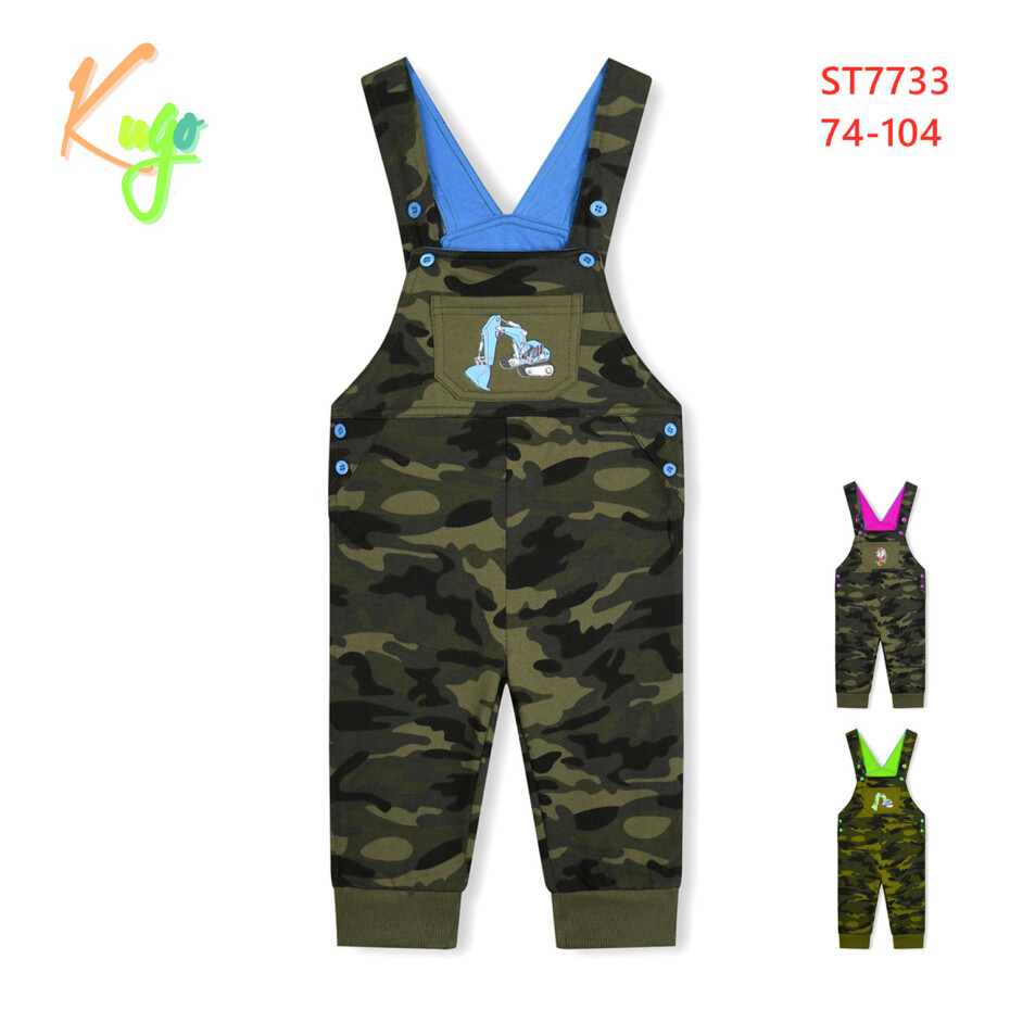 Dětské laclové tepláky - KUGO ST7733, maskáč/ signální aplikace Barva: Khaki, Velikost: 74 - main (3)