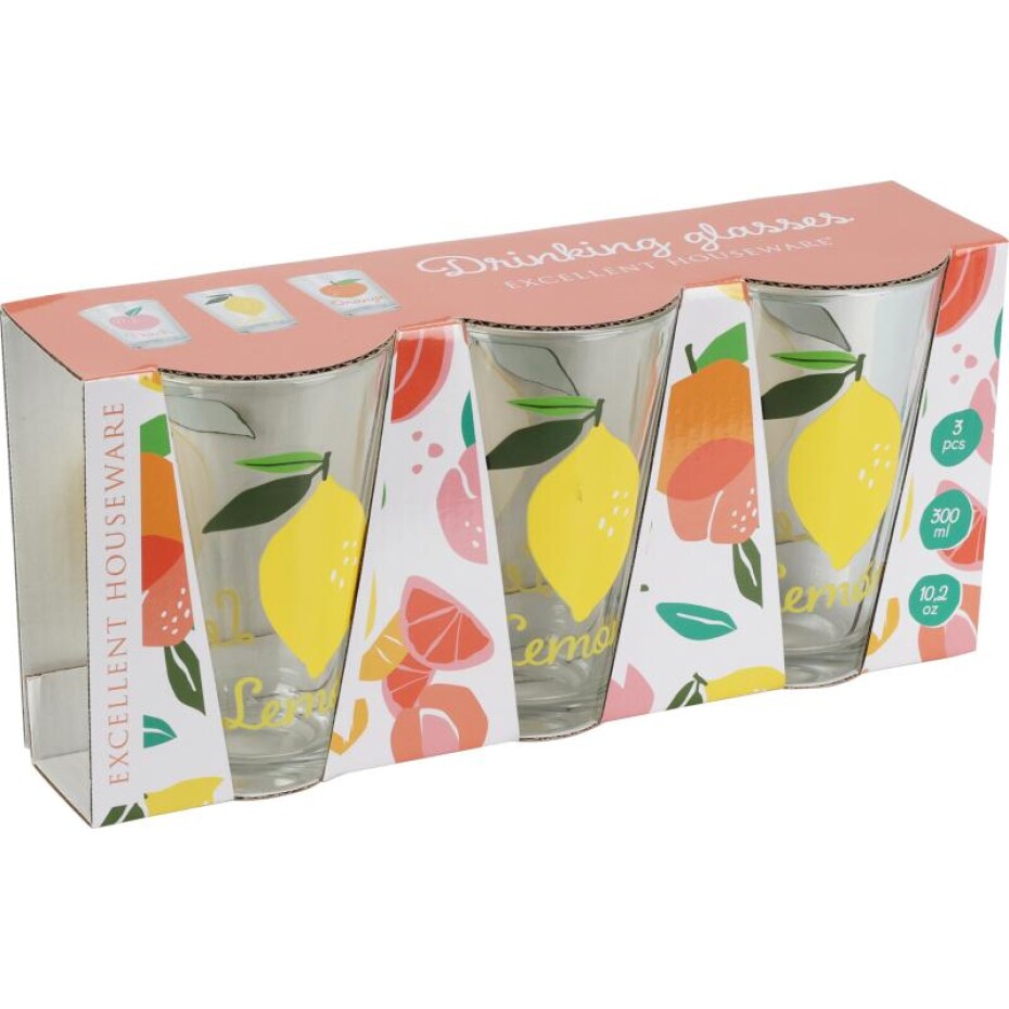 EXCELLENT Sklenice 300 ml sada 3 ks růžová Peach KO-170488900ruzo - main (2)