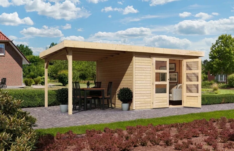 Dřevěný domek KARIBU ASKOLA 6 + přístavek 240 cm (73249) natur LG3201 - main (2)