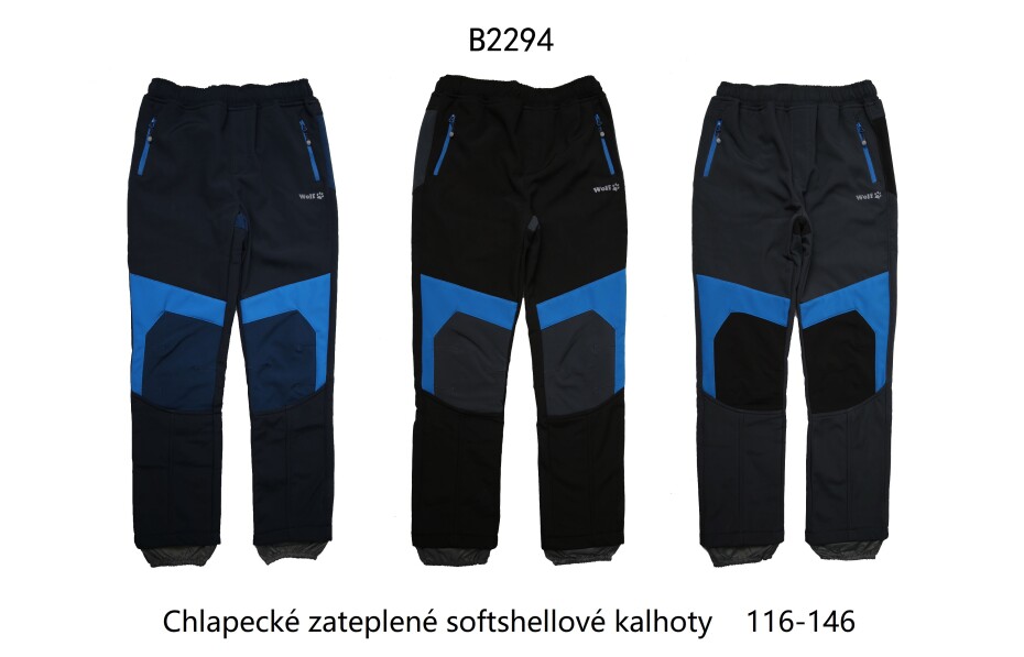 Chlapecké softshellové kalhoty, zateplené - Wolf B2294, tmavě modrá Barva: Modrá tmavě, Velikost: 146 - main (1)