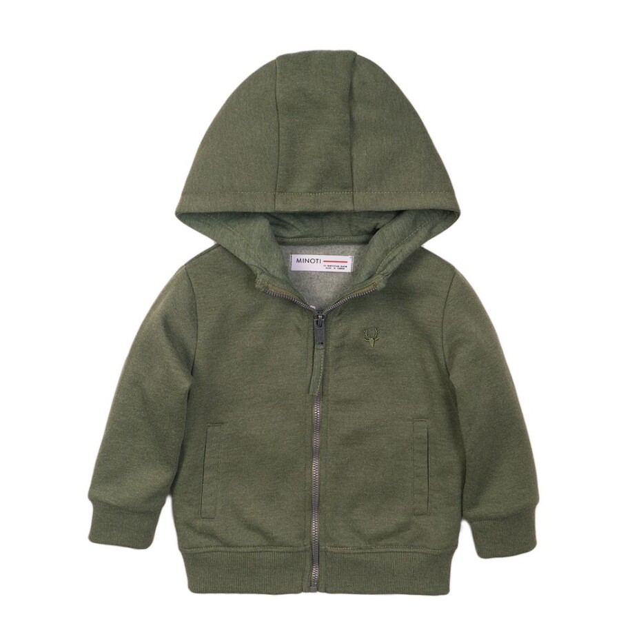 Mikina chlapecká celorozepínací s kapucí, Minoti, 3BZTHRU 11, khaki - 146/152 | 11/12let - main (0)