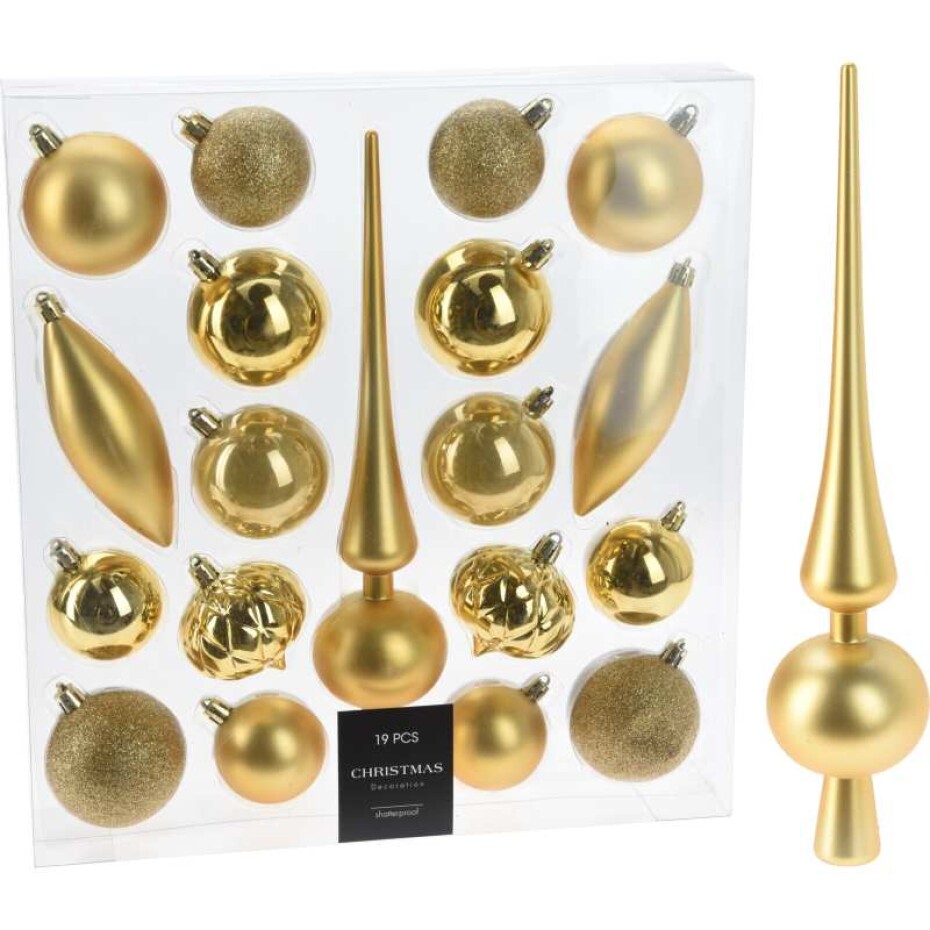 HOMESTYLING Vánoční ozdoby sada 19 ks zlatá
 KO-CAN305200 - main (2)