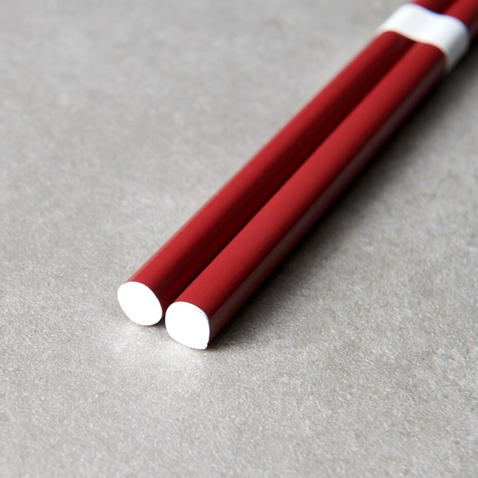 Jídelní hůlky 22,5 cm, tmavě červená / bílá, bambus, MIJ - main (3)