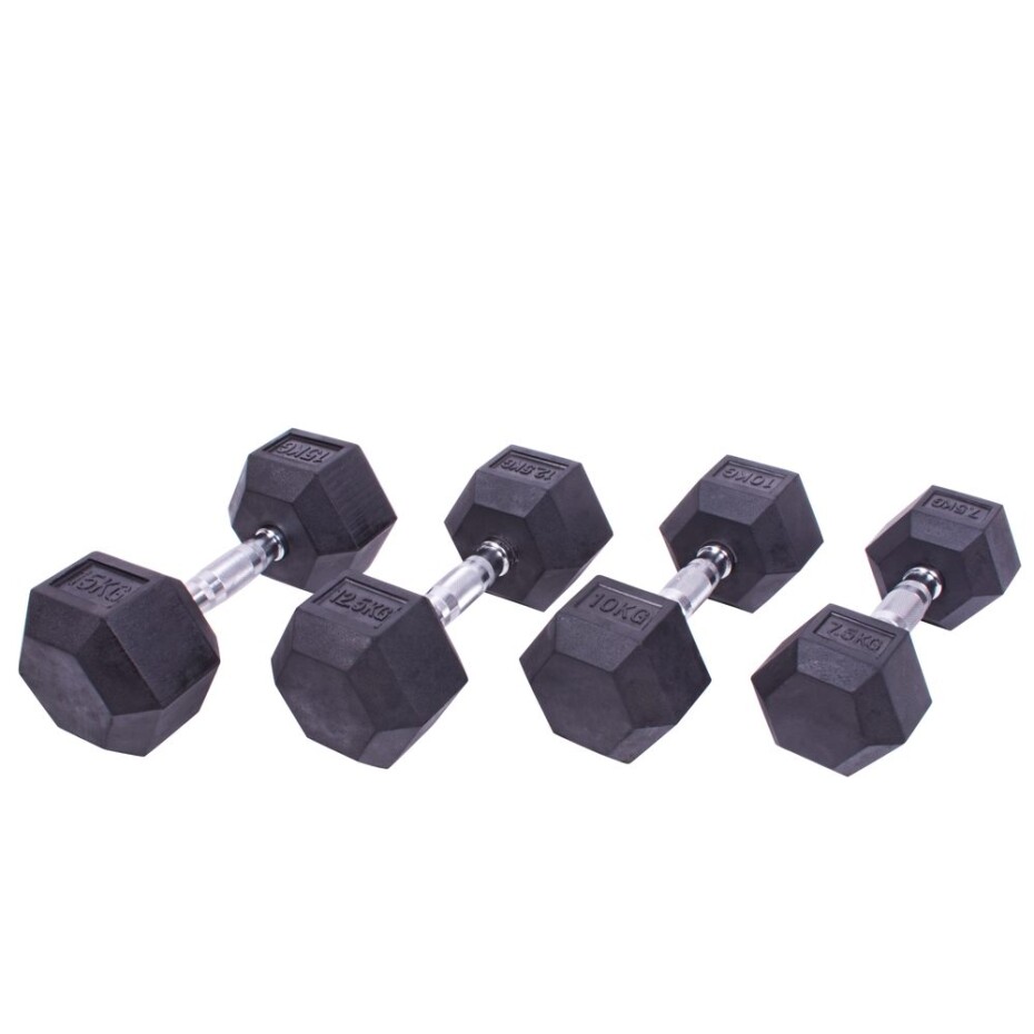 Sada jednoručních činek Sportago Hexagon - 7,5 + 10 + 12,5 + 15 kg - main (0)