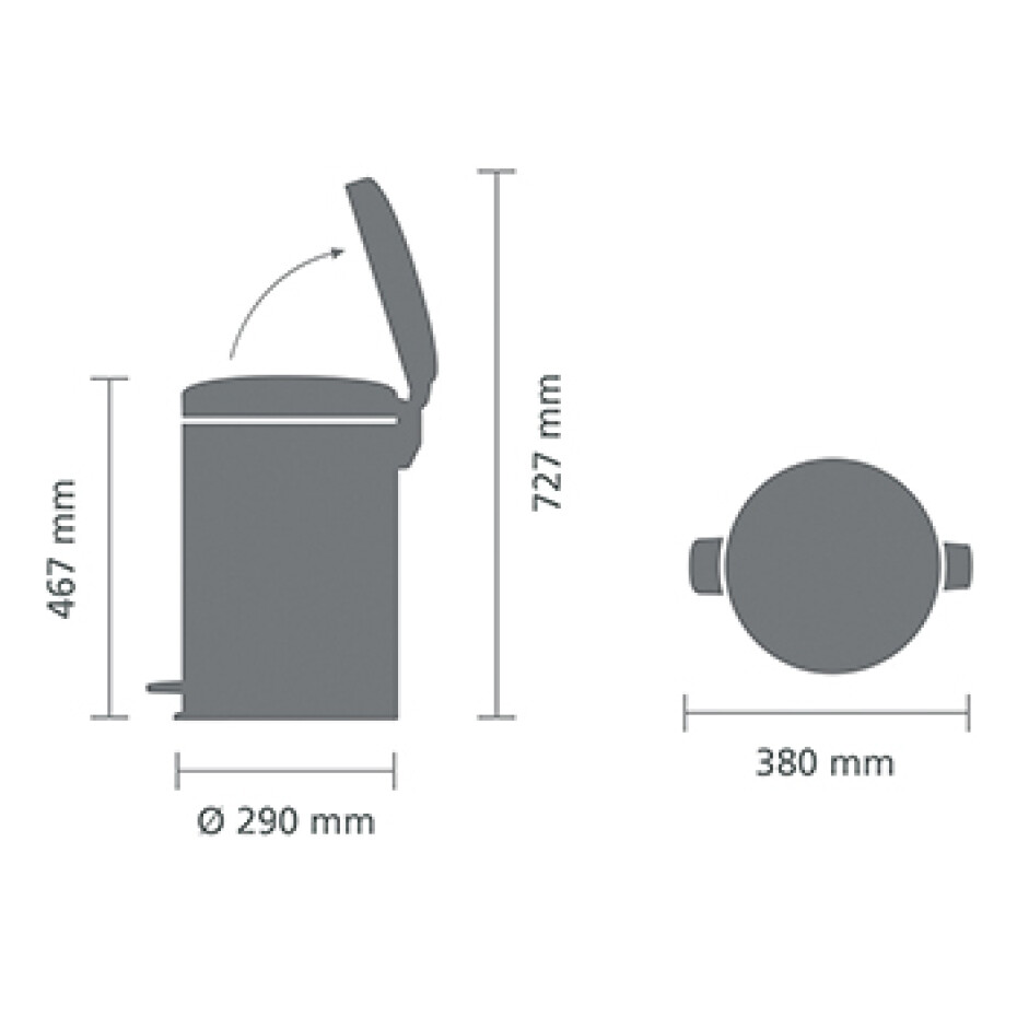 Pedálový odpadkový koš NEWICON 20 l, minerální šedá, Brabantia - main (6)