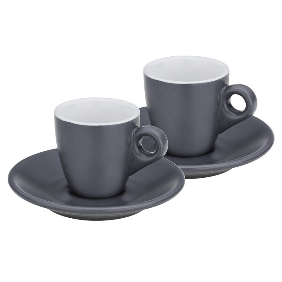 KELA Hrnek na espresso s podšálkem sada 4 ks MATTIA šedá KL-12751 - main (0)