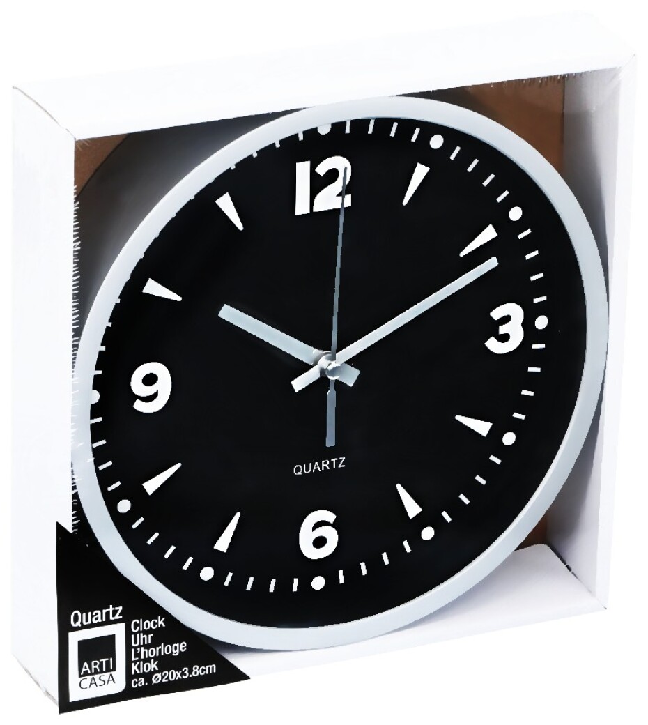 ARTICASA Nástěnné hodiny 20 cm černá / stříbrná ED-224295seda - main (0)