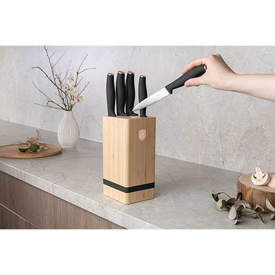 BERLINGERHAUS Sada nožů se stojanem BAMBOO 6 ks Black Rose Collection BH-2970 - main (4)