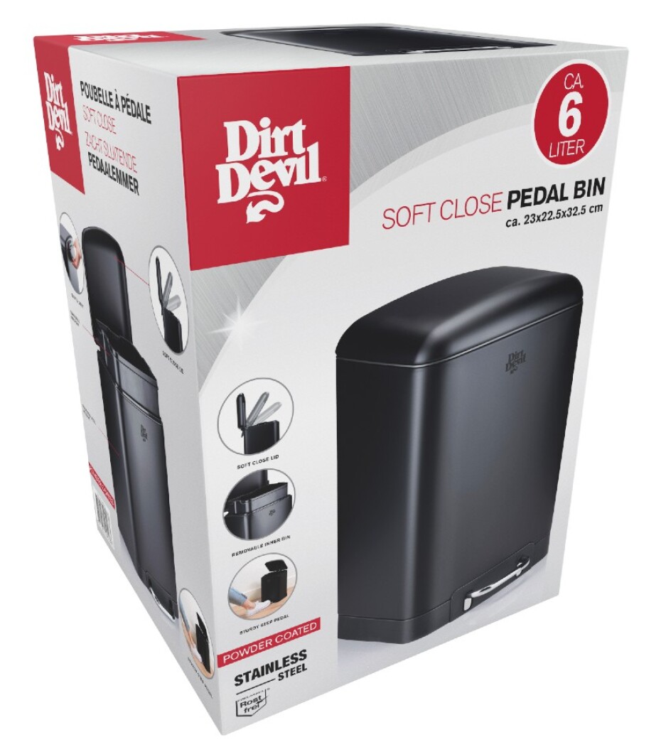 DIRT-DEVIL Odpadkový koš nášlapný 6 l tiché zavírání černá ED-249503 - main (4)