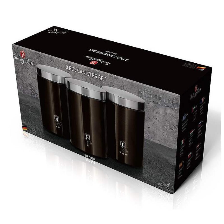 BERLINGERHAUS Dóza na potraviny sada 3 ks Shiny Black Collection BH-6828 - main (1)