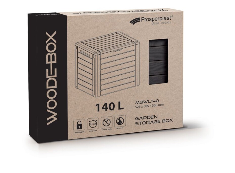 Prosperplast Zahradní box Prosperplast WOODEBOX hnědý 140L  611152 - main (1)