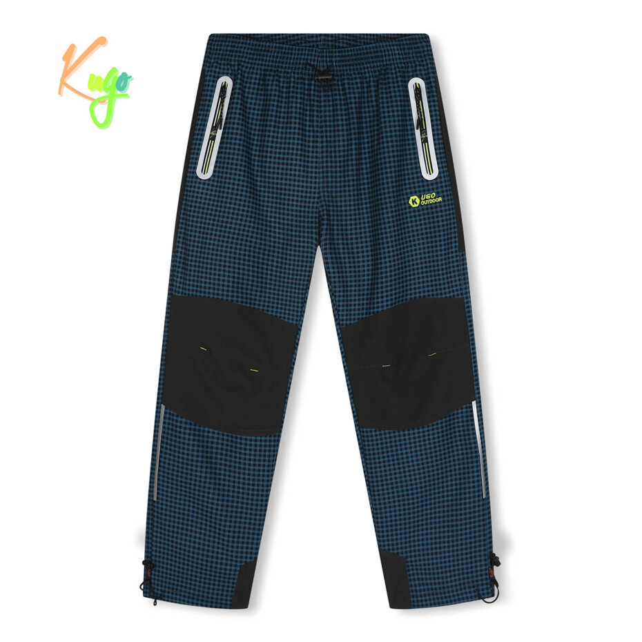 Chlapecké outdoorové kalhoty - KUGO G9658, šedomodrá / zelené zipy Barva: Šedá, Velikost: 158 - main (0)