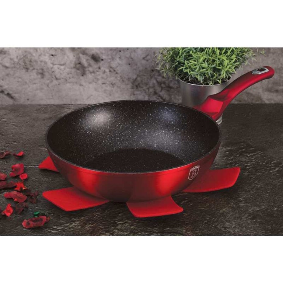 BERLINGERHAUS Pánev WOK s mramorovým povrchem 30 cm Burgundy Metallic Line BH-6166 - main (2)