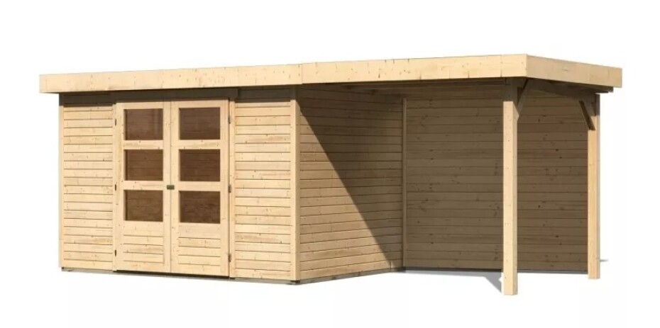 Dřevěný domek KARIBU ASKOLA 4 + přístavek 240 cm včetně zadní stěny (9177) natur LG3258 - main (0)