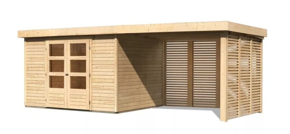 Dřevěný domek KARIBU ASKOLA 5 + přístavek 280 cm včetně zadní a boční stěny (9163) natur LG3284 - main (0)