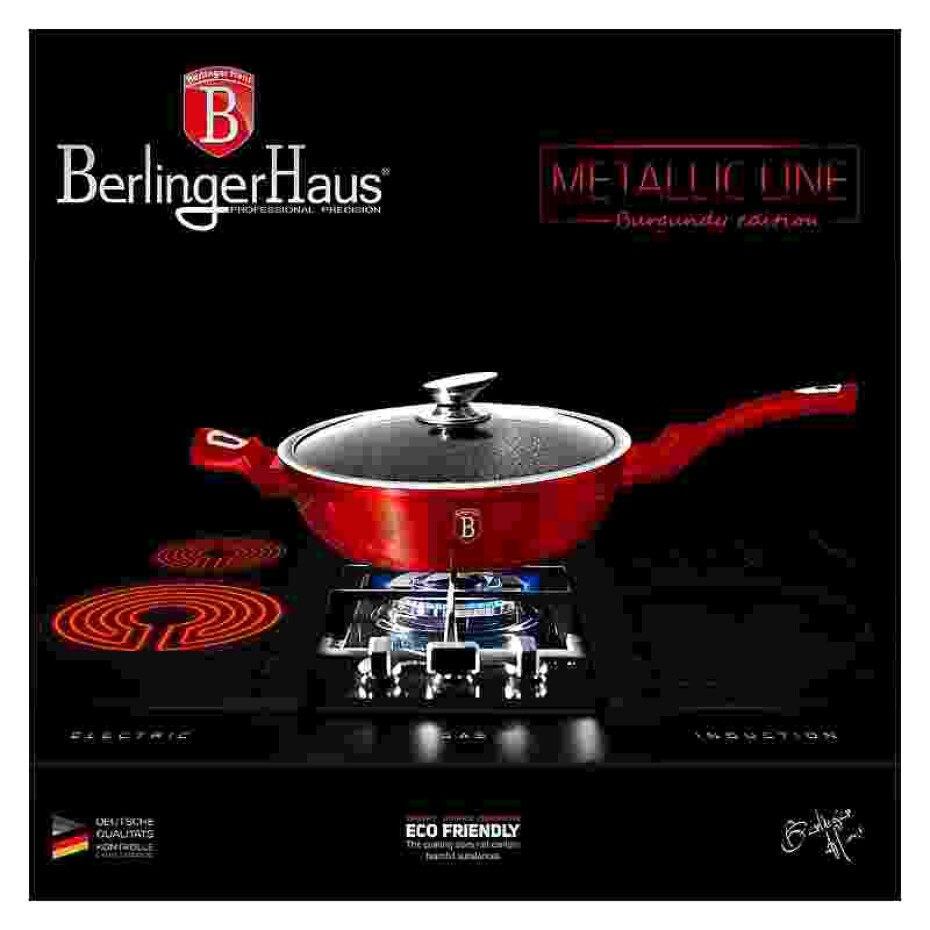 BERLINGERHAUS Pánev hluboká s mramorovým povrchem a poklicí 32 cm Burgundy Metallic Line BH-1261 - main (7)