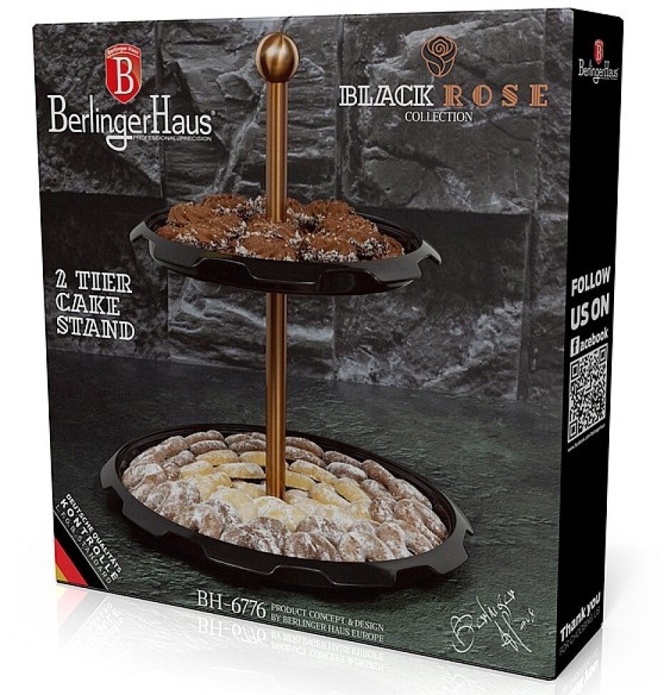 BERLINGERHAUS Etažér dvoupatrový Black Rose Collection BH-6776 - main (2)