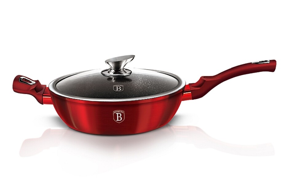 BERLINGERHAUS Pánev hluboká s mramorovým povrchem a poklicí 32 cm Burgundy Metallic Line BH-1261 - main (0)