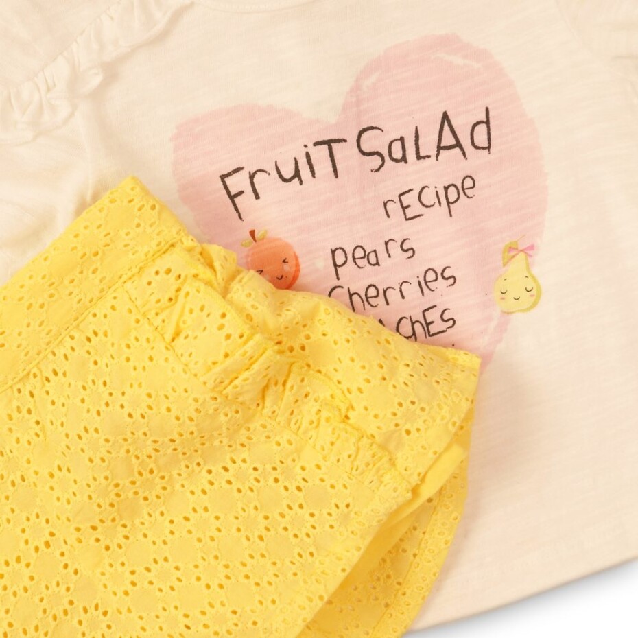 Kojenecký set dívčí - tričko a kraťasy, Minoti, Fruits 3, holka - 80/86 | 12-18m - main (2)