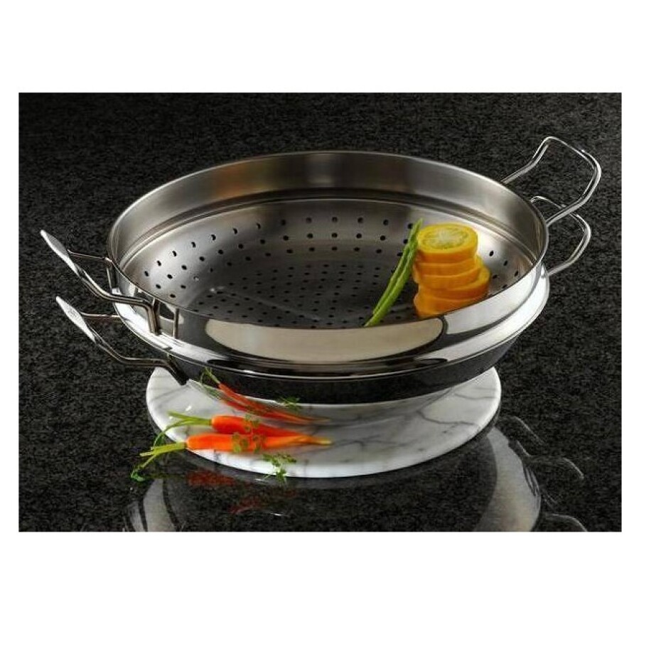 Wok NANJING 35 cm, s poklicí a napařovací vložkou, Fissler - main (2)
