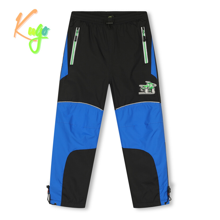 Chlapecké šusťákové kalhoty, zateplené - KUGO DK7126, černá/ zelený zip Barva: Černá, Velikost: 116 - main (0)
