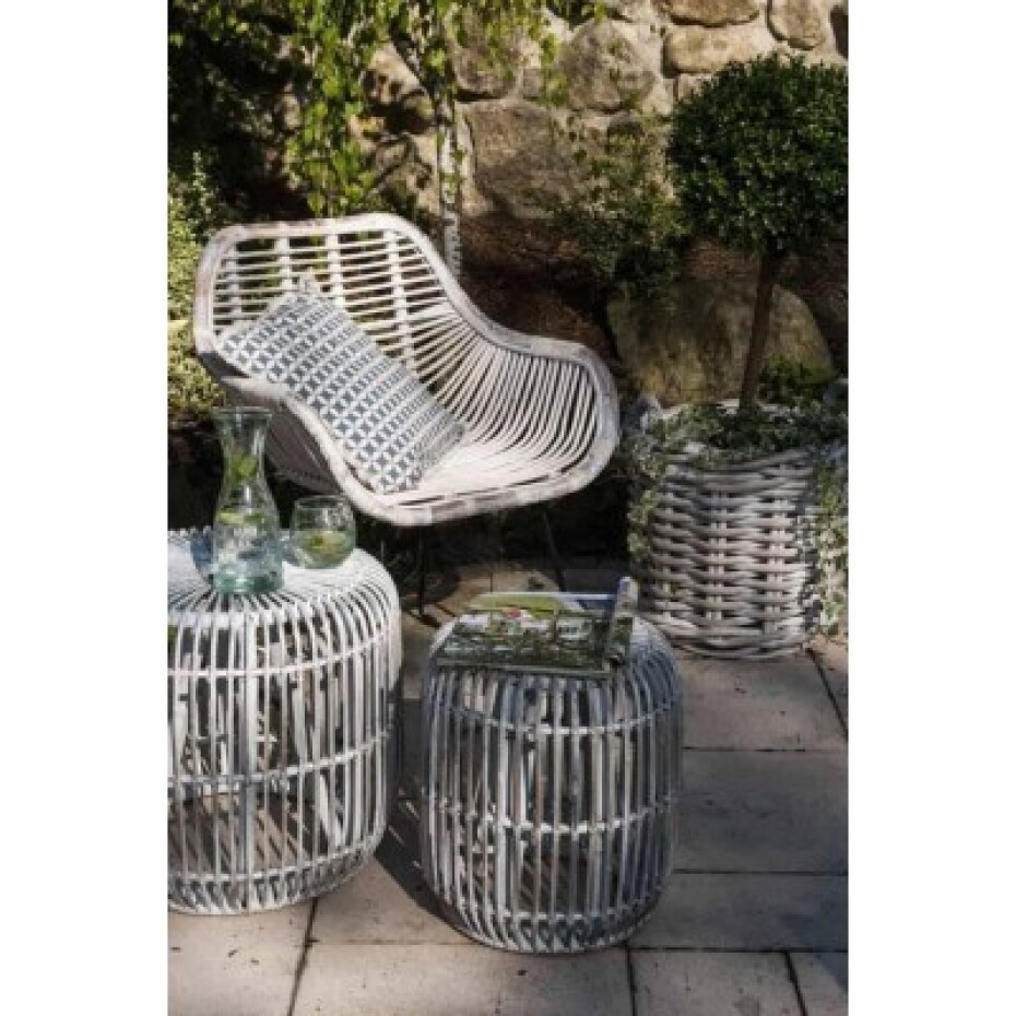Vimine Natural Wicker® Zahradní stolek  / puf cannes přírodní ratan 35 cm praná bílá - main (1)