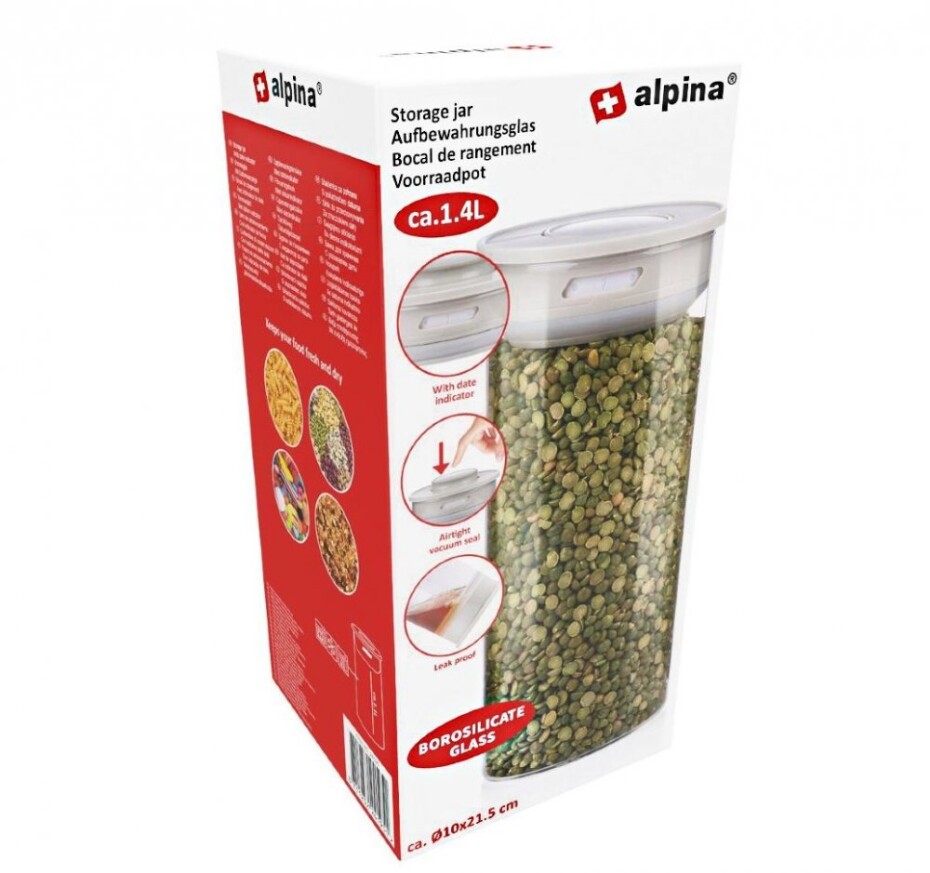 ALPINA Skleněná dóza 21,5 cm bílá ED-224195bila - main (2)