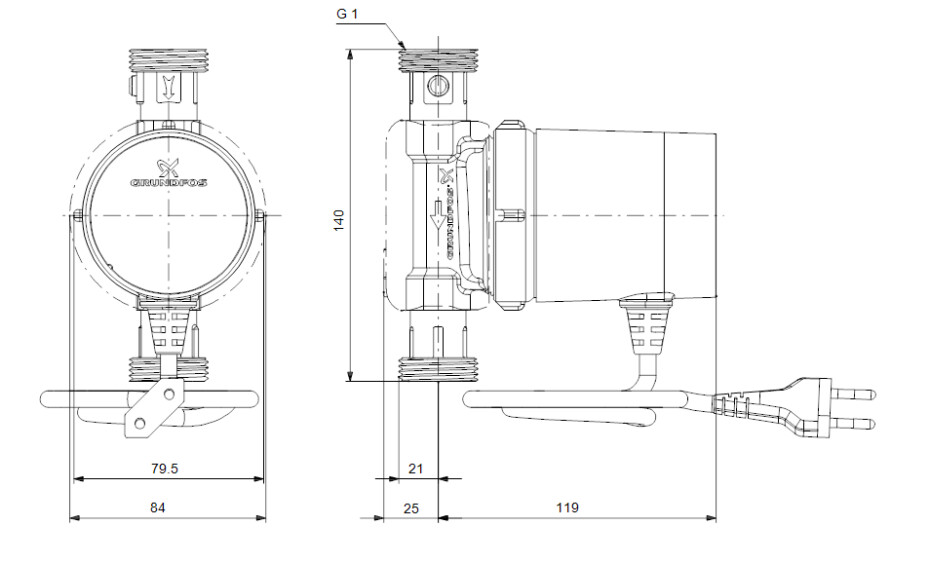 Grundfos COMFORT 15-14 BX, 230V, 140mm, G1" 97916772 - main (2)