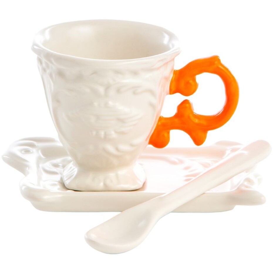 Šálek na čaj I-WARES, s podšálkem a lžičkou, oranžová, Seletti - main (0)