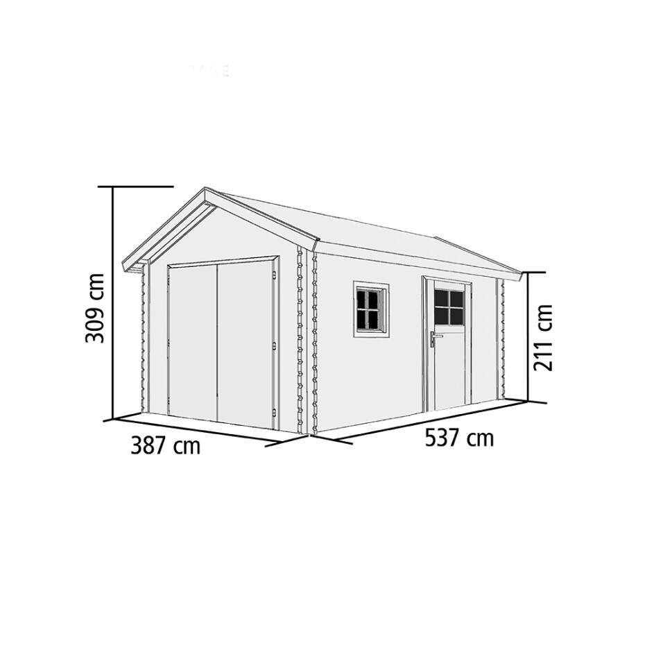 Dřevěná garáž KARIBU 43545 40 mm natur LG1887 - main (3)