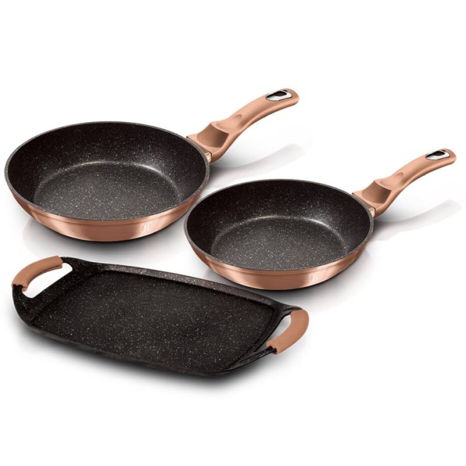 BERLINGERHAUS Sada pánví s mramorovým povrchem 3 ks Rosegold Metallic Line BH-1669 - main (0)