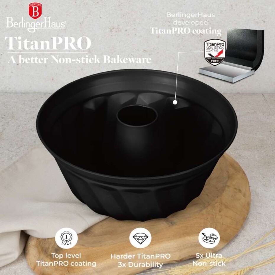 BERLINGERHAUS Forma na bábovku s titanovým povrchem 25 cm Matte Black Collection BH-8629 - main (3)