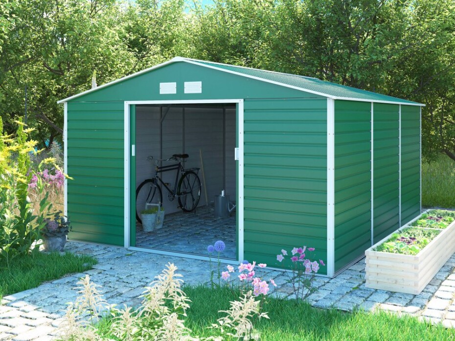 G21 Zahradní domek G21 GAH 1300 - 340 x 382 cm, zelený G21-63900586 - main (1)