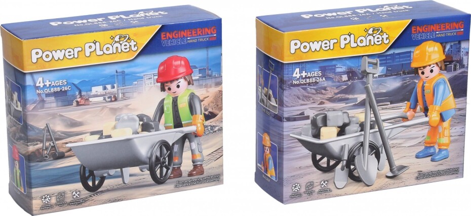 Figurka dělník s kolečkem stavebnice 8,5 cm - main (0)