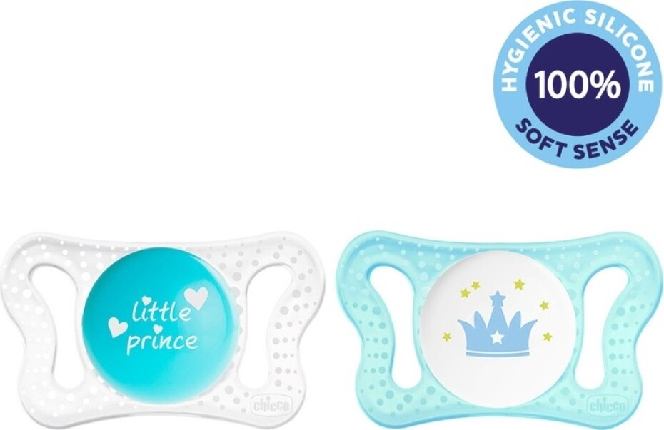 CHICCO Šidítko Physio Micro silikonové chlapec - text/korunka 2 ks, 0-2 m+ - main (0)