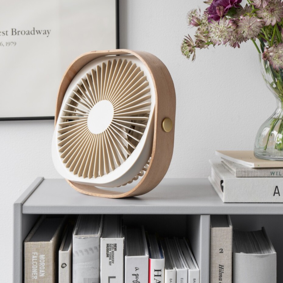 Stolní ventilátor FANTASTIC 20 cm, béžová, dřevo, Printworks - main (1)