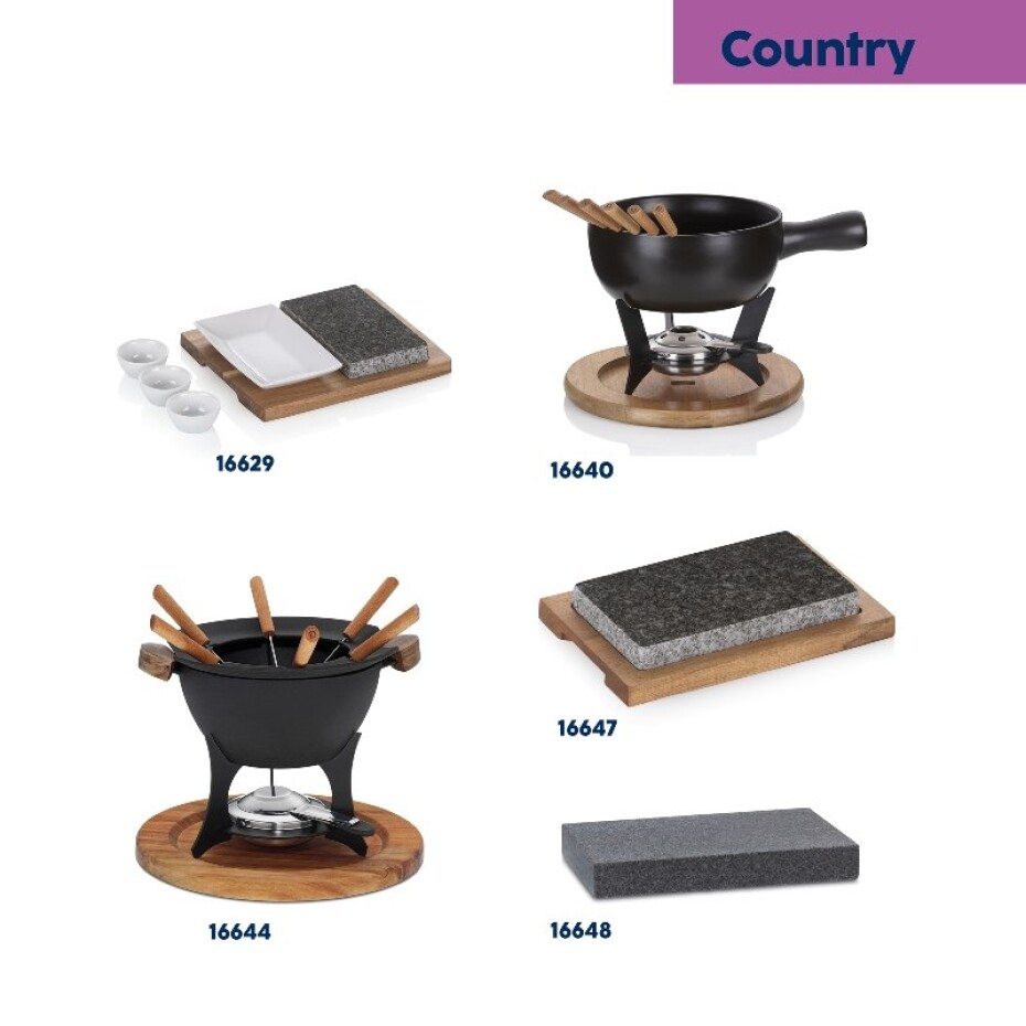 KELA Servírovací misky žhavý kámen XL Country akátové dřevo tmavě šedá 29,0x23,0x4,5cm KL-16629 - main (6)