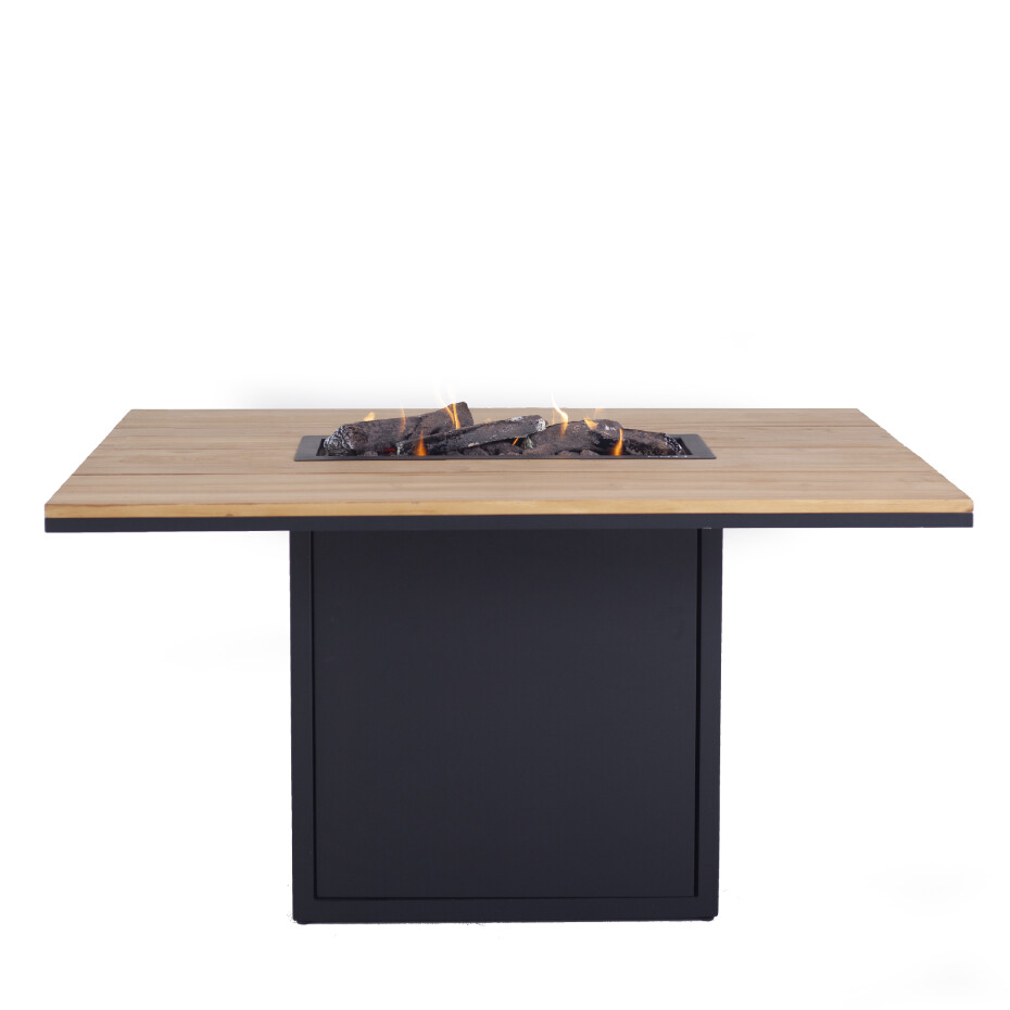 Krbový plynový stůl Cosiloft 120 vysoký jídelní stůl černý rám / deska teak (neobsahuje sklo) COSI - main (1)