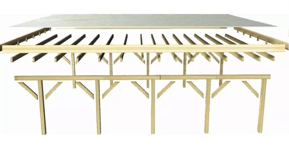 Carport KARIBU CLASSIC 1C 61966 ocelové střešní plechy LG3353 - main (4)