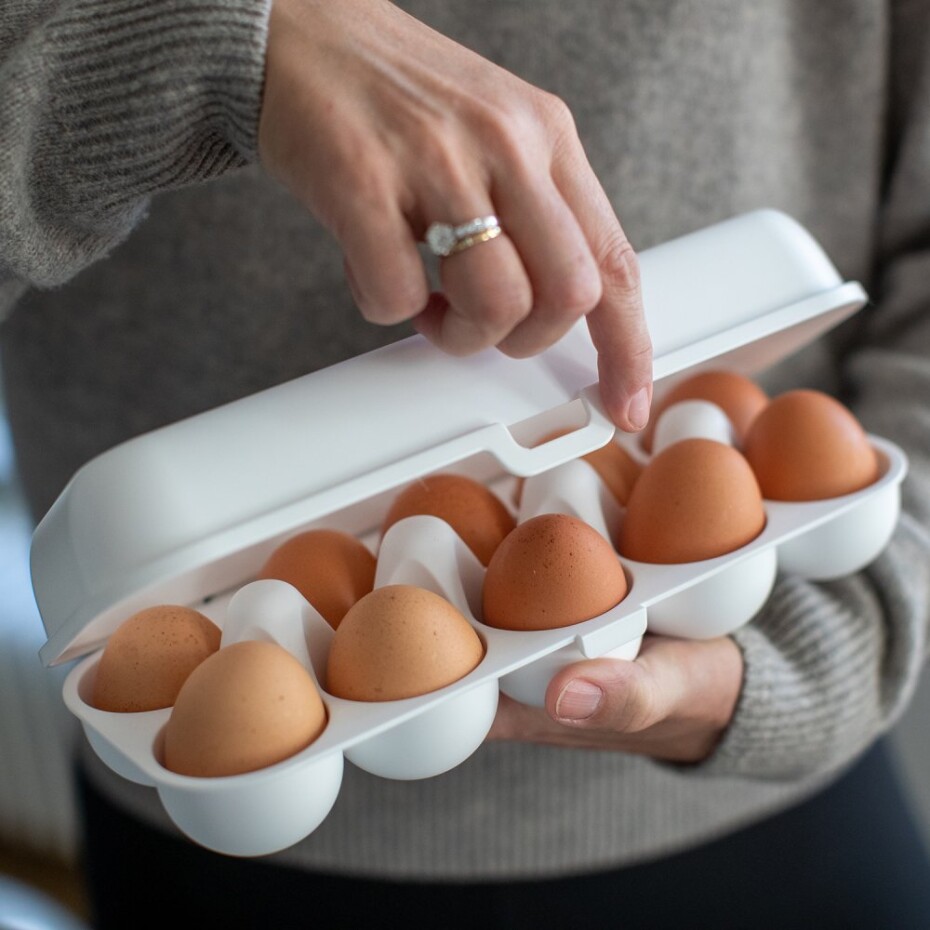 Box na vejce EGGS TO GO, na 10 ks, bílá bavlna, Koziol - main (1)