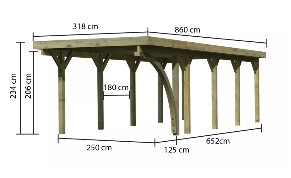 Carport KARIBU CLASSIC 3B 61971 ocelové střešní plechy LG3358 - main (2)