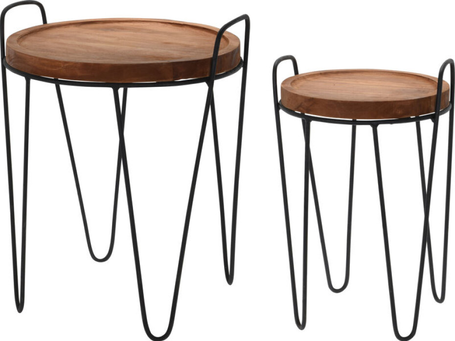 HOMESTYLING Odkládací stolek sada 2 ks TEAK / kov KO-J11302300 - main (0)