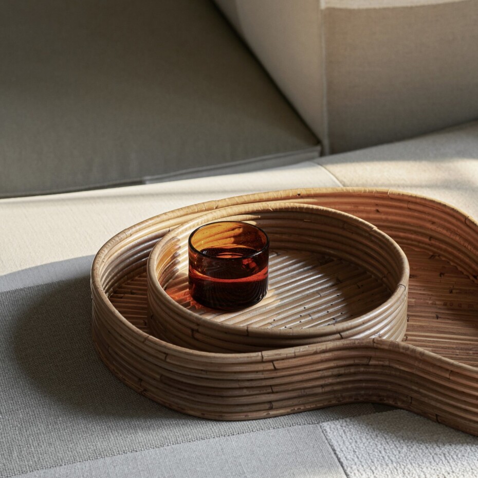 Servírovací podnos ISOLA, sada 2 ks, přírodní, ratan, ferm LIVING - main (1)