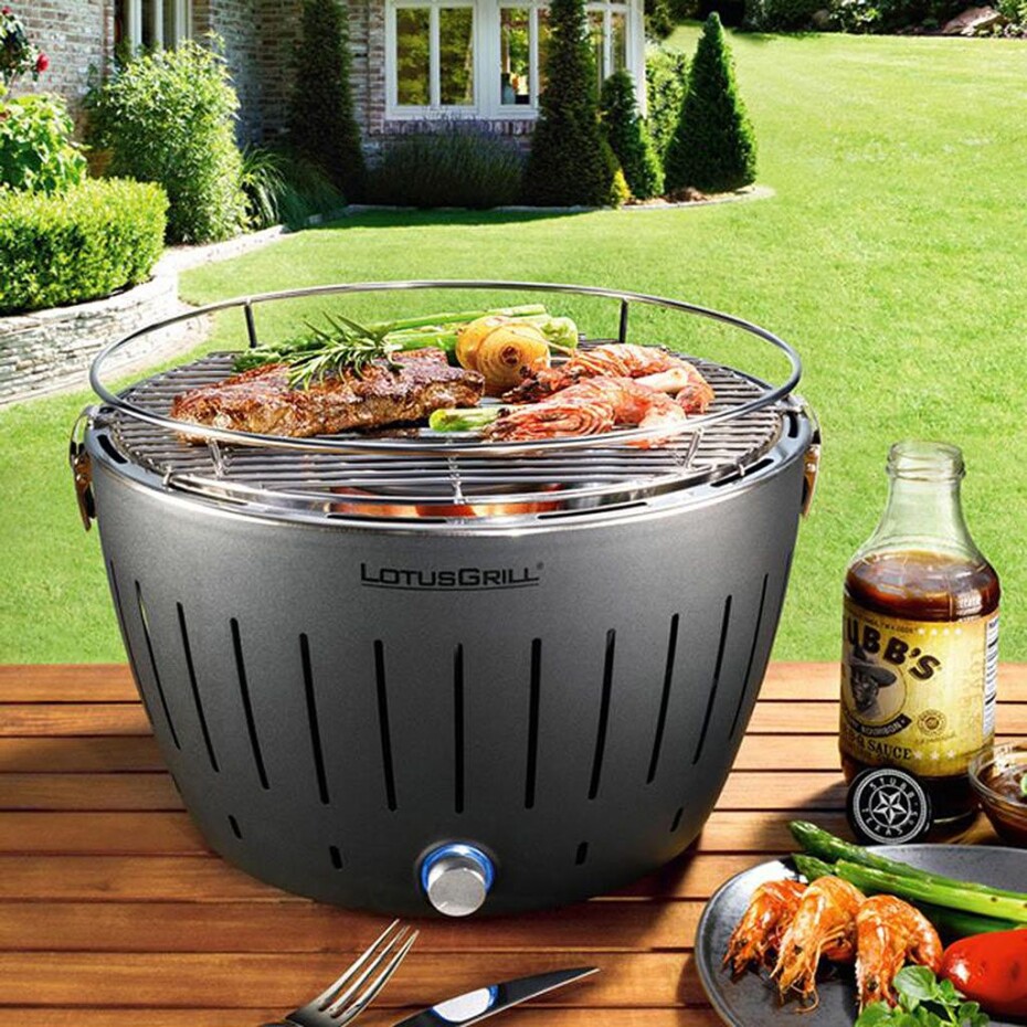 Stolní gril na uhlí, bezkouřový, šedá, LotusGrill - main (1)