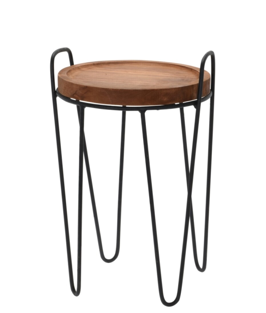 HOMESTYLING Odkládací stolek sada 2 ks TEAK / kov KO-J11302300 - main (2)