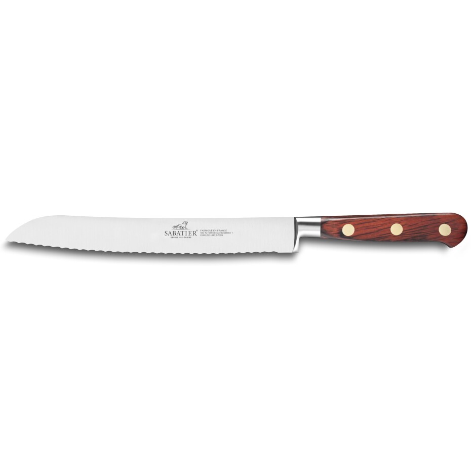 Nůž na pečivo SAVEUR 20 cm, mosazné nýty, hnědá, Lion Sabatier - main (0)