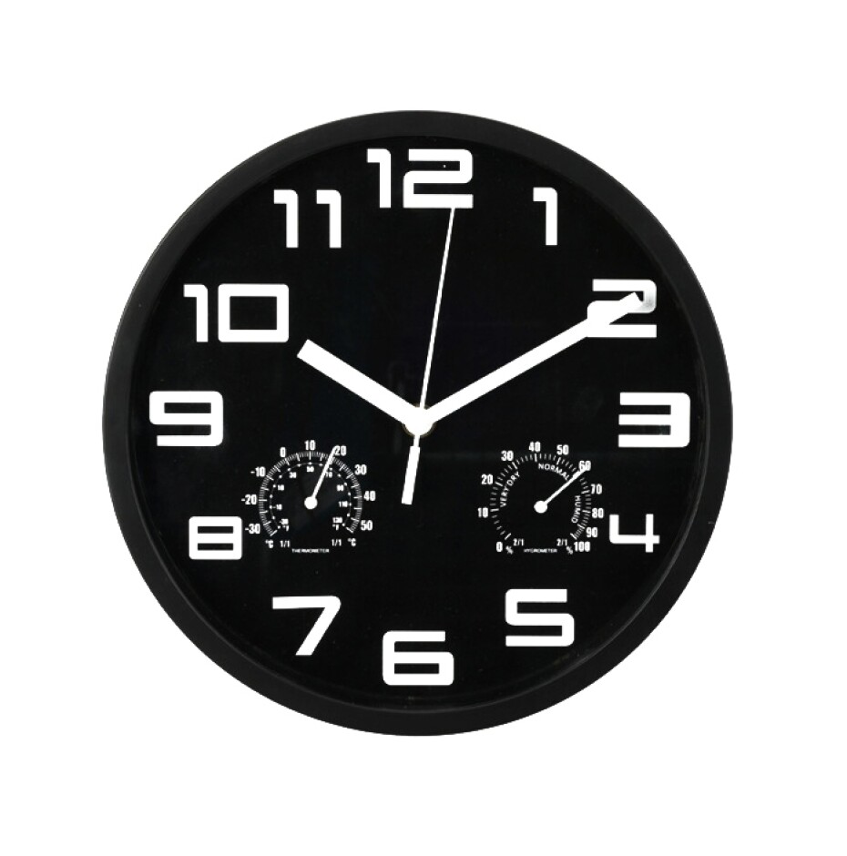 SEGNALE Nástěnné hodiny s teploměrem a vlhkoměrem 25 cm černá KO-837362300cern - main (0)